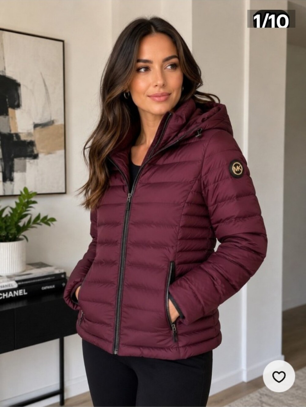 MK Down Puffer Packable Jacket In Burgundy/Wine sz M